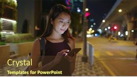  Presentation with mobile use - Amazing slide set having asian-woman-use-of-mobile backdrop and a tawny brown colored foreground