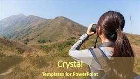  Presentation with binocular - Presentation enhanced with asian woman use background and a  colored foreground