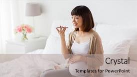  Presentation with recorder - Cool new presentation theme with asian woman using voice command backdrop and a mint green colored foreground