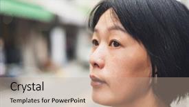  Presentation with wait - Amazing presentation design having asian woman wait and see backdrop and a coral colored foreground