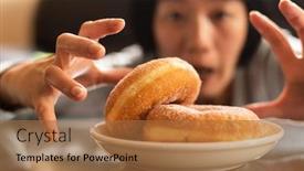  Presentation with eat - Beautiful theme featuring asian-woman-want-to-eat backdrop and a coral colored foreground