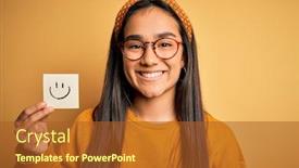  Presentation with asian - PPT theme enhanced with asian-woman-wearing-glasses-holding background and a red colored foreground