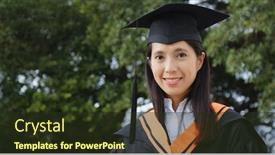  Presentation with graduation - Slide deck with asian woman wearing graduation gown background and a tawny brown colored foreground