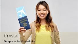  Presentation with immunity - PPT theme with asian-woman-with-air-ticket background and a yellow colored foreground