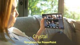  Presentation with video conferencing - Presentation theme featuring asian-woman-with-blond-hair background and a tawny brown colored foreground