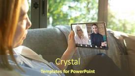  Presentation with video conferencing - Slides with asian-woman-with-blond-hair background and a tawny brown colored foreground