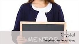  Presentation with mentor - Beautiful presentation theme featuring asian woman with chalkboard showing a word mentor backdrop and a light gray colored foreground