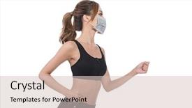  Presentation with woman sport - Audience pleasing presentation consisting of asian woman with mask backdrop and a lemonade colored foreground