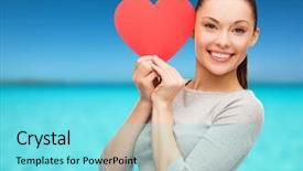  Presentation with heart health - PPT theme consisting of asian woman with red heart background and a arctic colored foreground