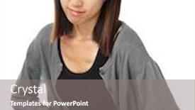  Presentation with asian - Presentation having asian-woman-with-stomachache background and a gray colored foreground