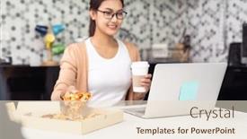  Presentation with food city - Audience pleasing PPT theme consisting of asian-woman-work-from-home backdrop and a lemonade colored foreground