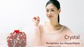  Presentation with asian - PPT theme consisting of asian woman background and a lemonade colored foreground