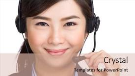  Presentation with call center - Beautiful slide set featuring asian women call center backdrop and a lemonade colored foreground