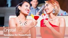  Presentation with fancy - Slides featuring asian women drinking cocktails in fancy bar background and a coral colored foreground