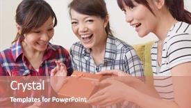  Presentation with give - Cool new presentation design with korean event - asian women give a girl backdrop and a coral colored foreground