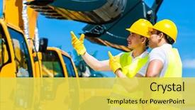  Presentation with construction company - Beautiful presentation theme featuring news concept glowing text it news in grunge dark room with wooden floor black background with tag cloud backdrop and a tawny brown colored foreground.