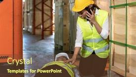  Presentation with safety first - Colorful presentation enhanced with asian-worker-call-an-ambulance backdrop and a tawny brown colored foreground