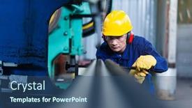  Presentation with plasma - Amazing slide set having asian-worker-wearing-protective-equipment backdrop and a ocean colored foreground