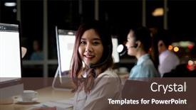  Presentation with confidence - Beautiful presentation theme featuring asian-young-adult-confidence-operator backdrop and a tawny brown colored foreground