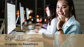  Presentation with technical service - Slides enhanced with asian-young-adult-confidence-operator background and a coral colored foreground