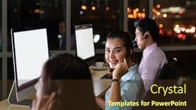  Presentation with technical service - PPT theme consisting of asian-young-adult-confidence-operator background and a tawny brown colored foreground