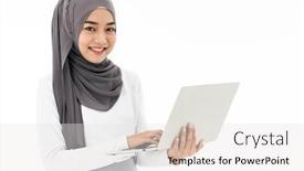  Presentation with home office - PPT layouts featuring asian-young-adult-woman-wearing background and a white colored foreground