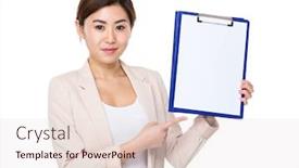  Presentation with show - Audience pleasing presentation design consisting of asian-young-buisnesswoman-show backdrop and a lemonade colored foreground