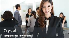  Presentation with leader - Presentation theme having asian young business leader background and a dark gray colored foreground