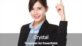  Presentation with finger point - Audience pleasing presentation design consisting of asian young businesswoman finger point up backdrop and a dark gray colored foreground