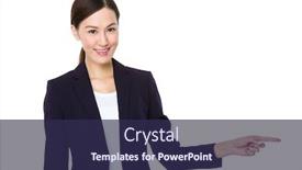 Presentation with finger point - PPT theme featuring asian young businesswoman with finger point aside background and a wine colored foreground