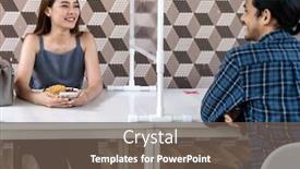  Presentation with covid coronavirus - Colorful presentation design enhanced with asian-young-couple-eating-out backdrop and a tawny brown colored foreground