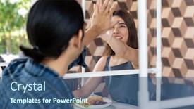  Presentation with covid coronavirus - Audience pleasing slide set consisting of asian-young-couple-eating-out backdrop and a ocean colored foreground