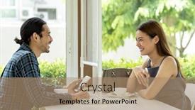  Presentation with normal - Presentation theme enhanced with asian-young-couple-eating-out background and a coral colored foreground