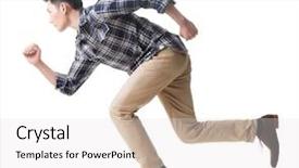  Presentation with training aspire man running - PPT theme having asian young man running full background and a light gray colored foreground