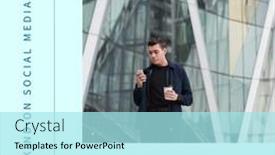  Presentation with smart city technology - PPT theme enhanced with asian-young-man-with-coffee background and a arctic colored foreground