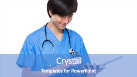  Presentation with doctor asian - Beautiful presentation design featuring asian young medical doctor take backdrop and a teal colored foreground