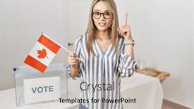  Presentation with election canada - Theme having asian-young-woman-at-political background and a soft green colored foreground