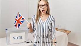  Presentation with political woman - Presentation theme featuring asian-young-woman-at-political background and a soft green colored foreground