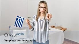  Presentation with political woman - Presentation theme featuring asian-young-woman-at-political background and a light blue colored foreground