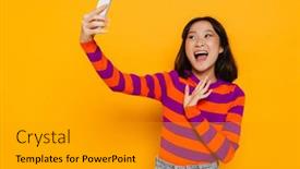  Presentation with asian - Theme enhanced with asian-young-woman-in-stripped background and a gold colored foreground