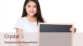  Presentation with chalkboard - PPT layouts with asian-young-woman-showing background and a lemonade colored foreground