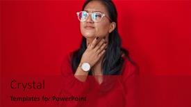  Presentation with sore throat - PPT theme consisting of asian-young-woman-standing-over background and a crimson colored foreground