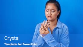  Presentation with inflammation - Slide set having asian-young-woman-standing-over background and a cobalt blue colored foreground