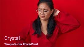  Presentation with injury - Presentation theme featuring asian-young-woman-standing-over background and a crimson colored foreground