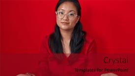  Presentation with asian - PPT layouts with asian-young-woman-standing-over background and a crimson colored foreground