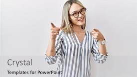  Presentation with asian - Presentation theme having asian-young-woman-wearing-casual background and a light gray colored foreground