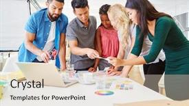  Presentation with cooperative - Audience pleasing PPT layouts consisting of asiatic - creative workshop in young start-up backdrop and a lemonade colored foreground