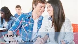  Presentation with hands holding - Slide set having asiatic - teenages in love holding hands background and a light blue colored foreground