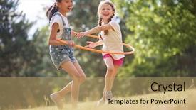  Presentation with play - Cool new presentation theme with asiatic - two happy girls play backdrop and a coral colored foreground