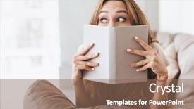  Presentation with memory book family photo album - Slides enhanced with aside covering face with book background and a violet colored foreground